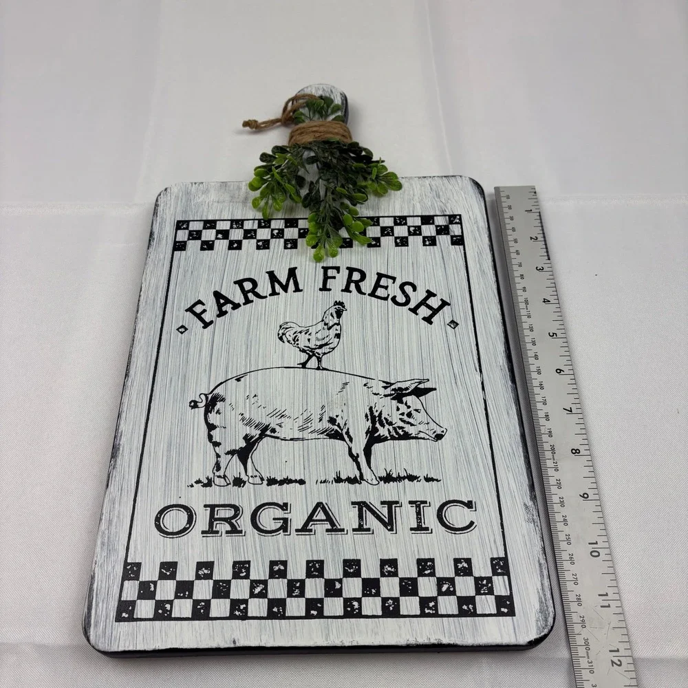 Farm Fresh Organic Pig‎ Chicken Cutting Board Wall Decor Rustic Kitchen